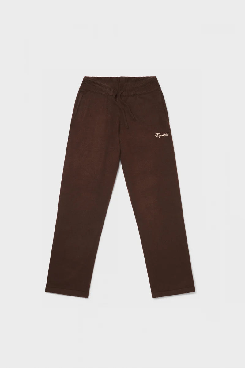 FLUFFY KNIT STRAIGHT FIT PANTS BROWN