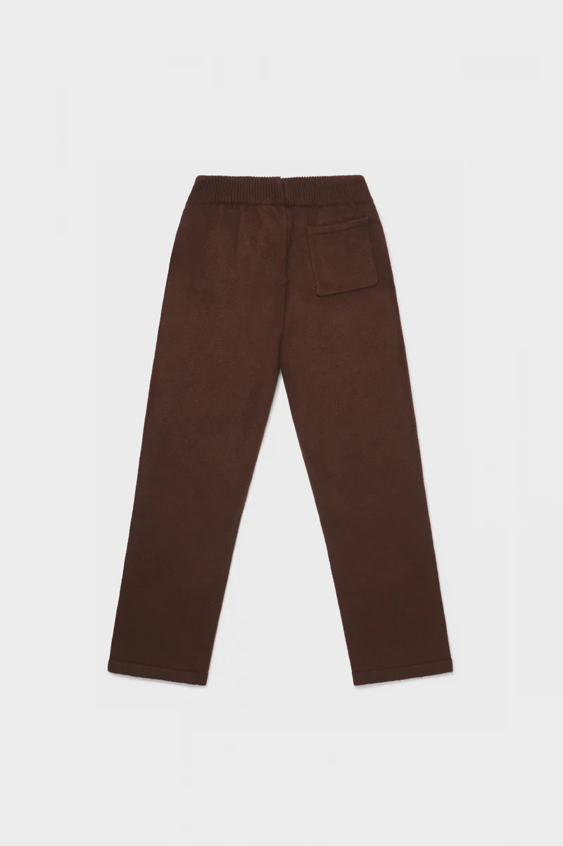 FLUFFY KNIT STRAIGHT FIT PANTS BROWN