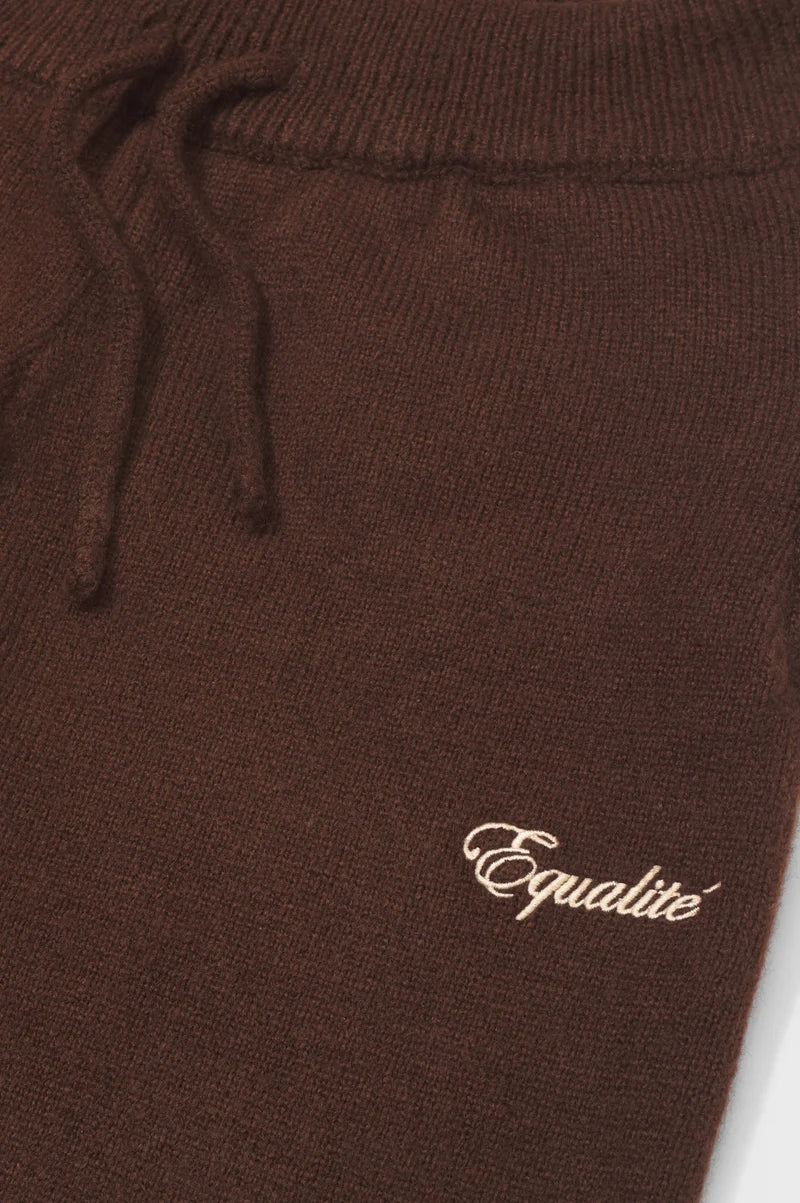 Flauschige Strickhose mit gerader Passform in Braun