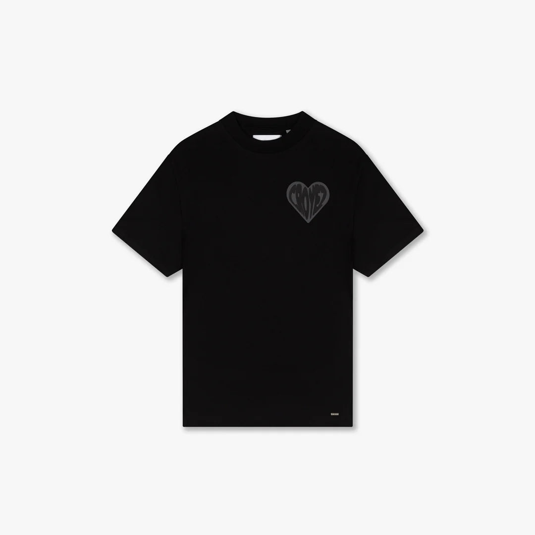 CROYEZ PUFFED HEART T-SHIRT - BLACK