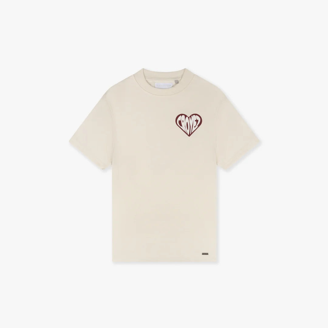 CROYEZ PUFFED HEART T-SHIRT - off white