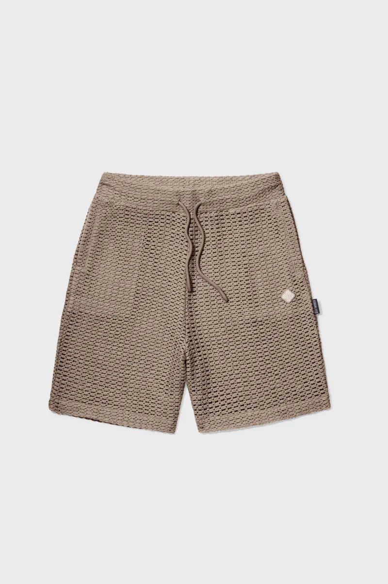 LYRA KNITTED CROCHED SHORTS TAUPE