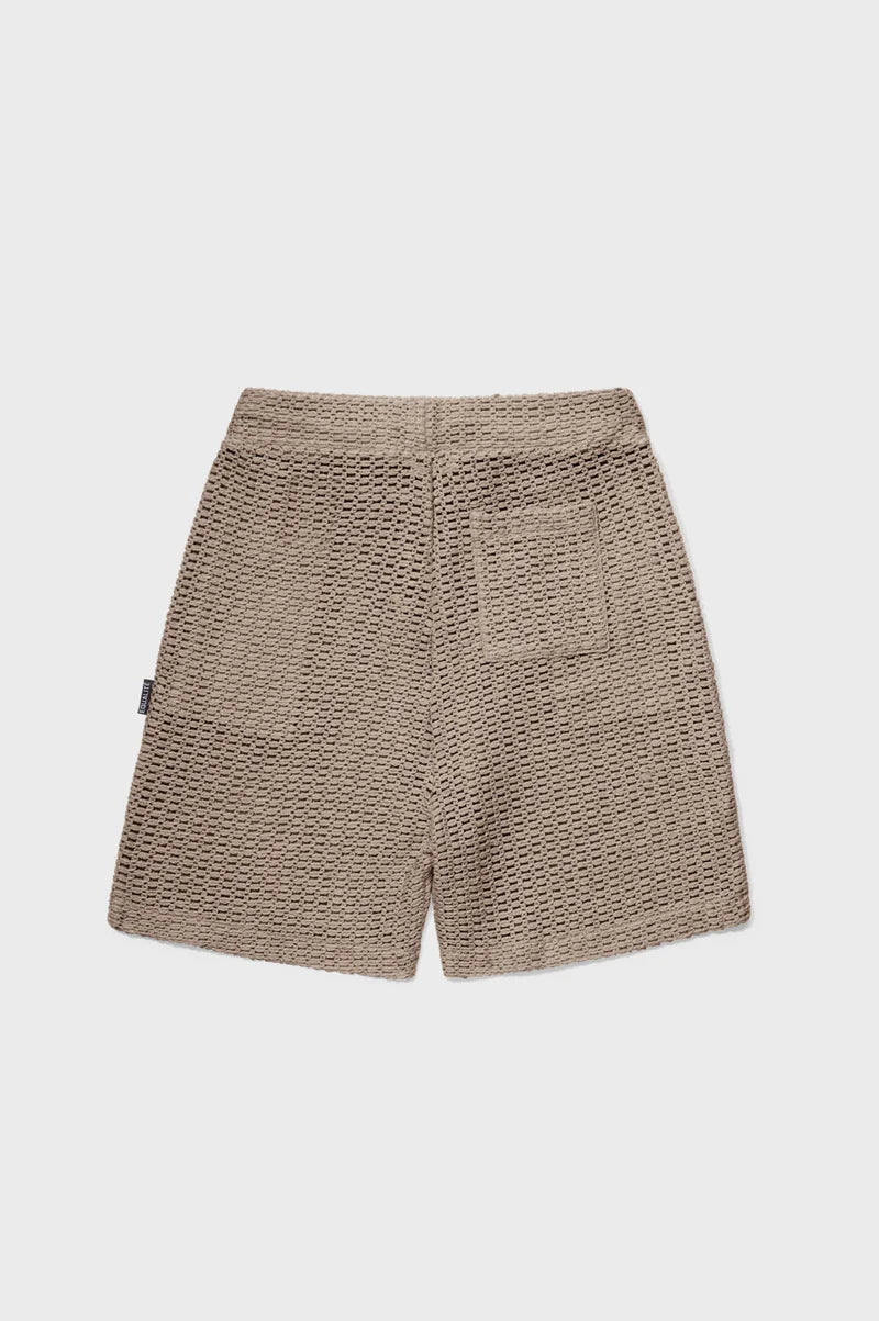 LYRA KNITTED CROCHED SHORTS TAUPE