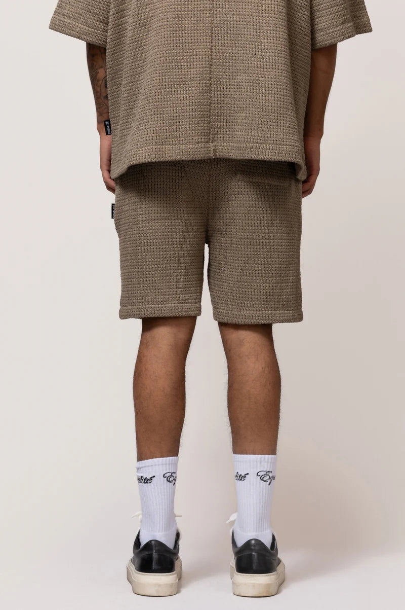 LYRA KNITTED CROCHED SHORTS TAUPE