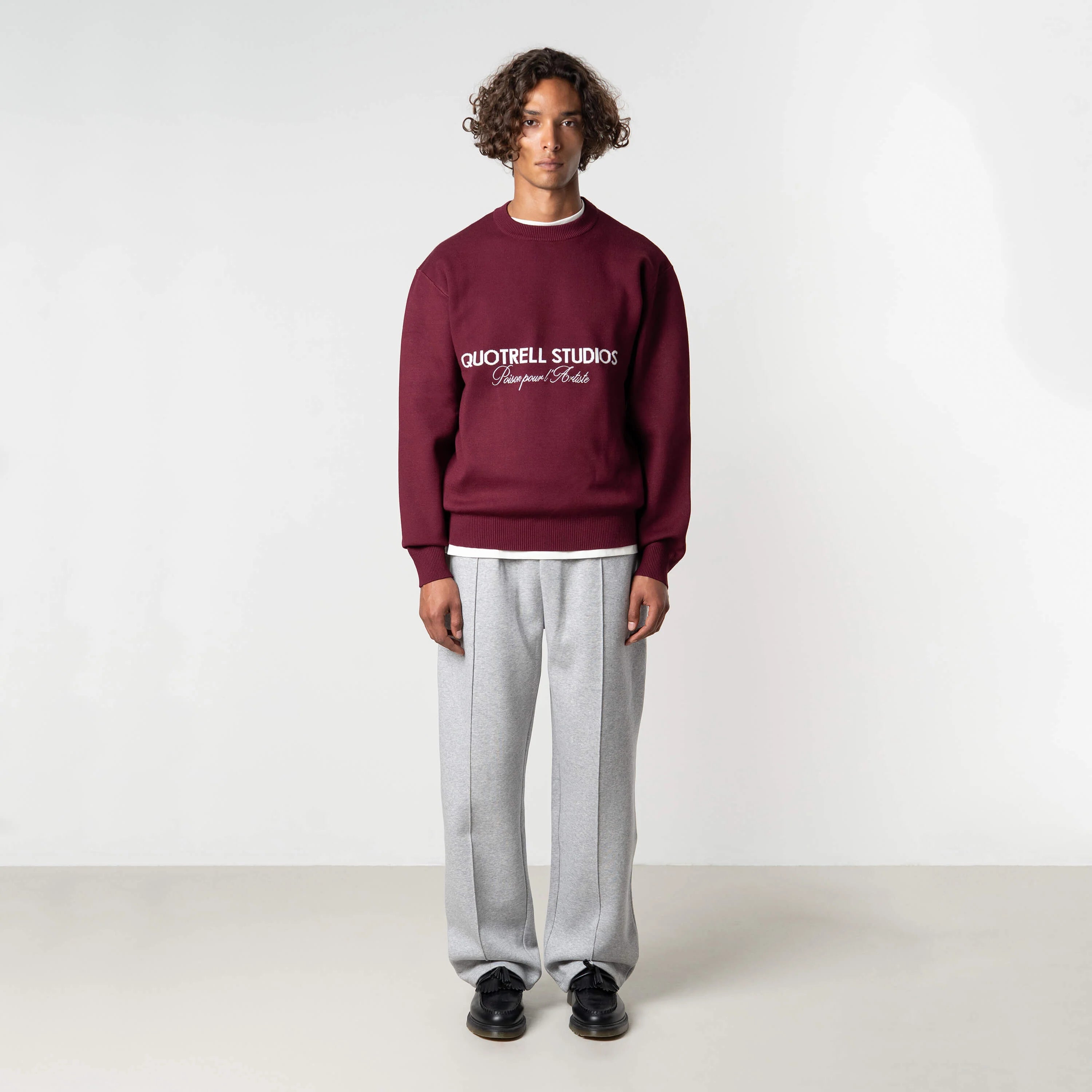 MONDRIAN KNITTED SWEATER | BORDEAUX/WHITE