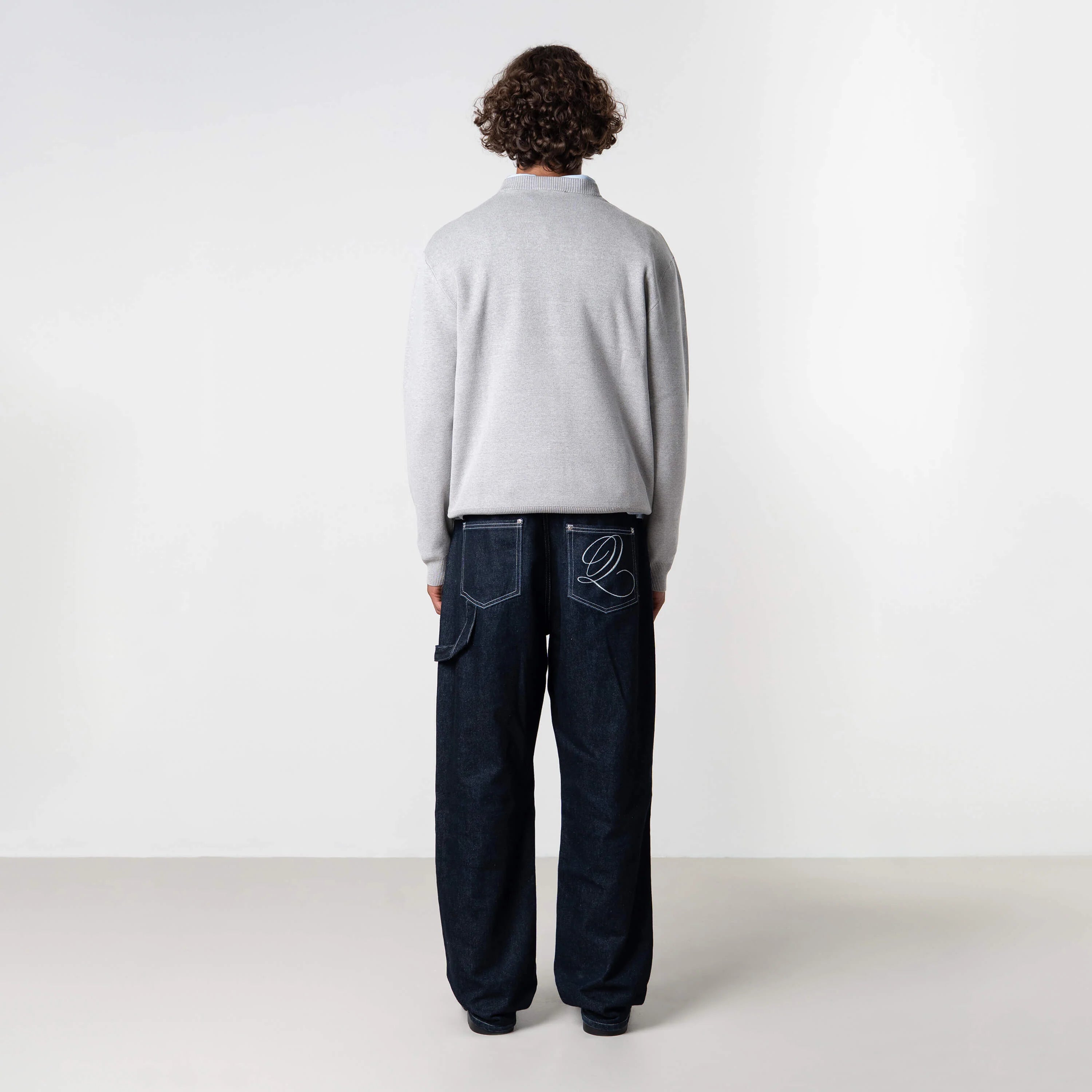 MONDRIAN KNITTED SWEATER | GREY MELEE/NAVY