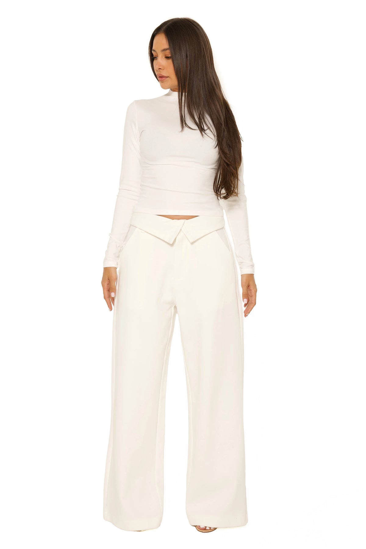 Fold Over Jogging Pantalon Cream