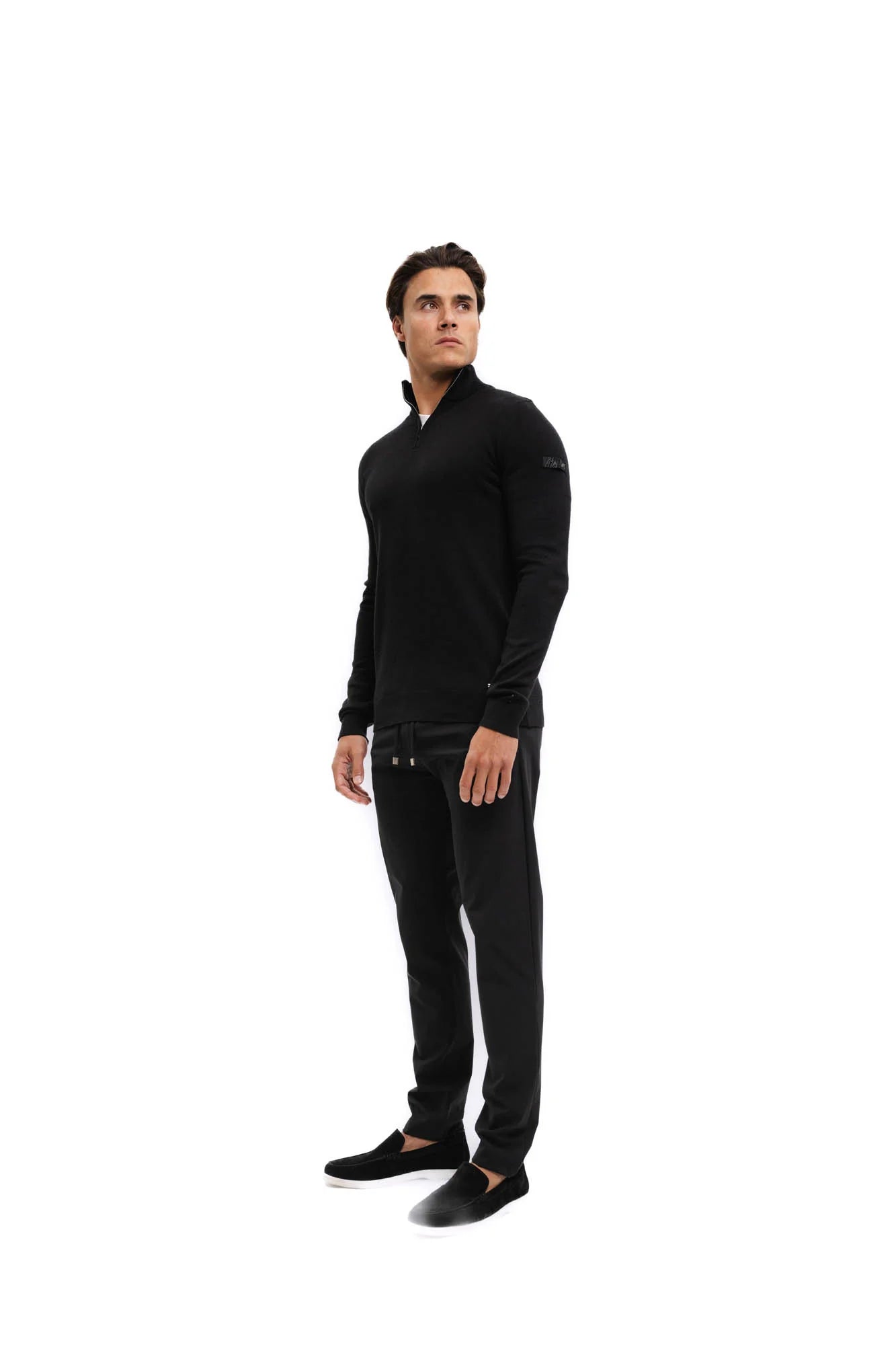 Malelions Men Knitted Quarter Zip | Black