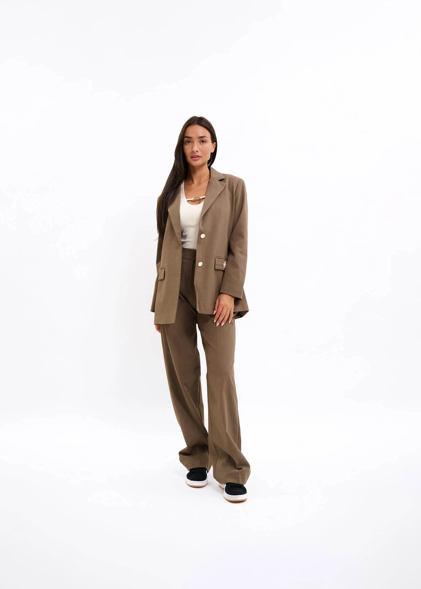 Malelions Women Gallery Oversized Blazer | Dark Taupe