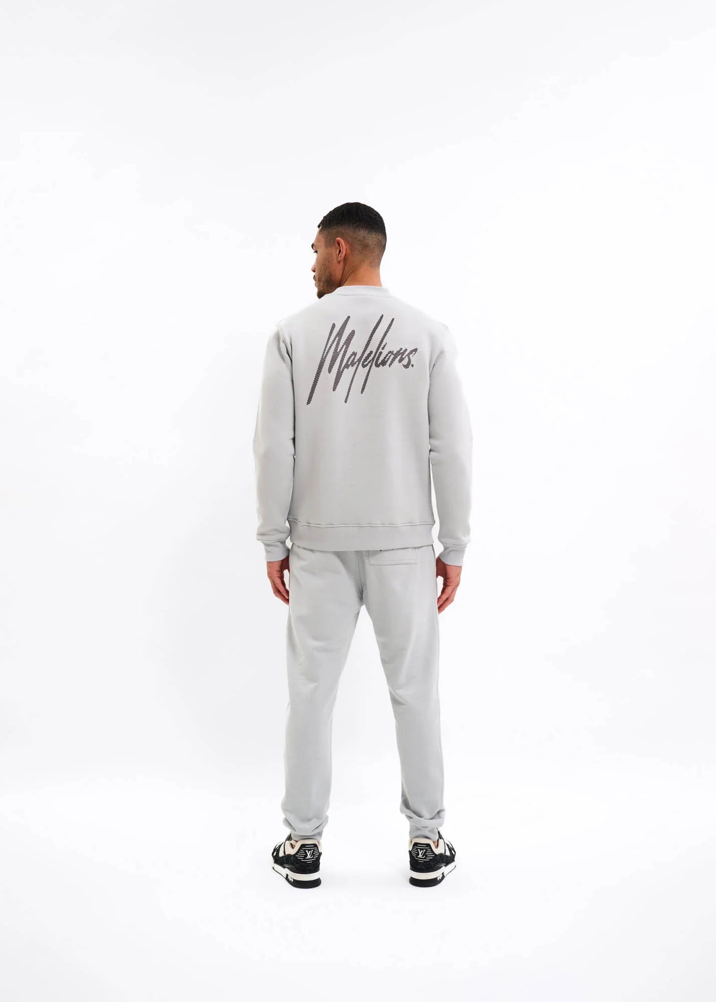 Malelions men striped signature sweater grey