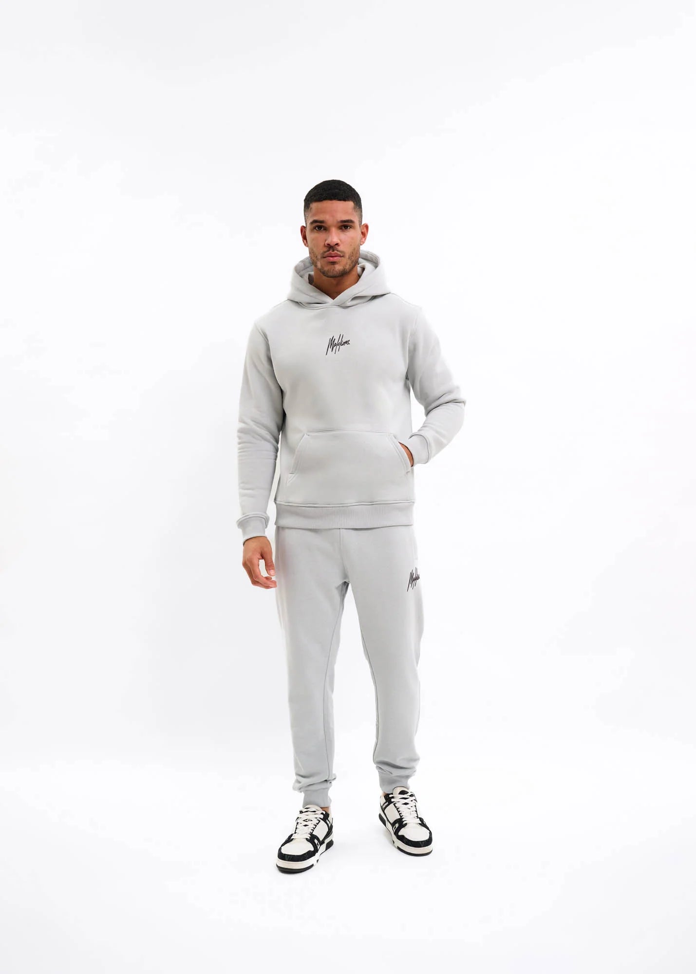 Malelions men striped signature hoodie grey