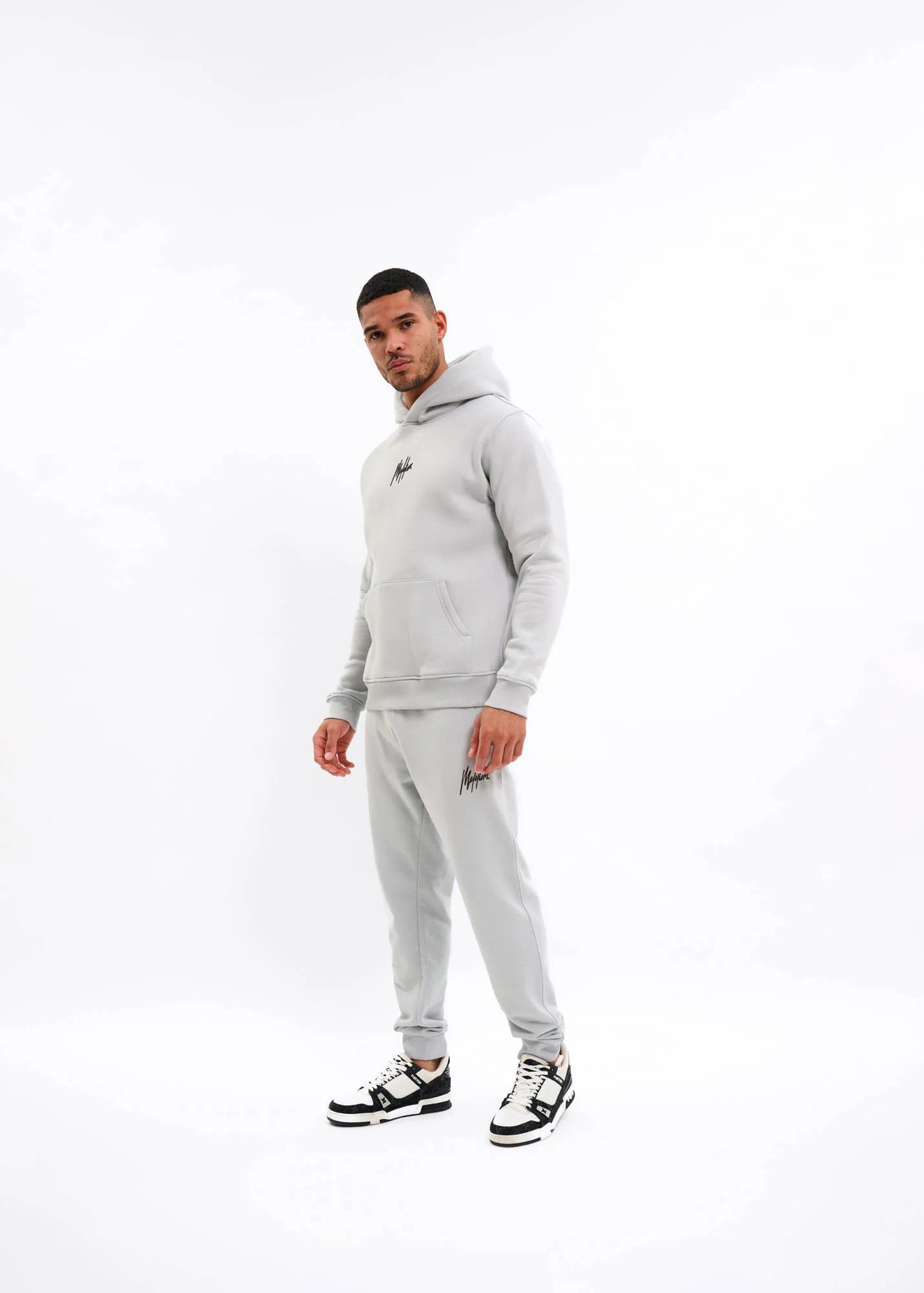 Malelions men striped signature hoodie grey