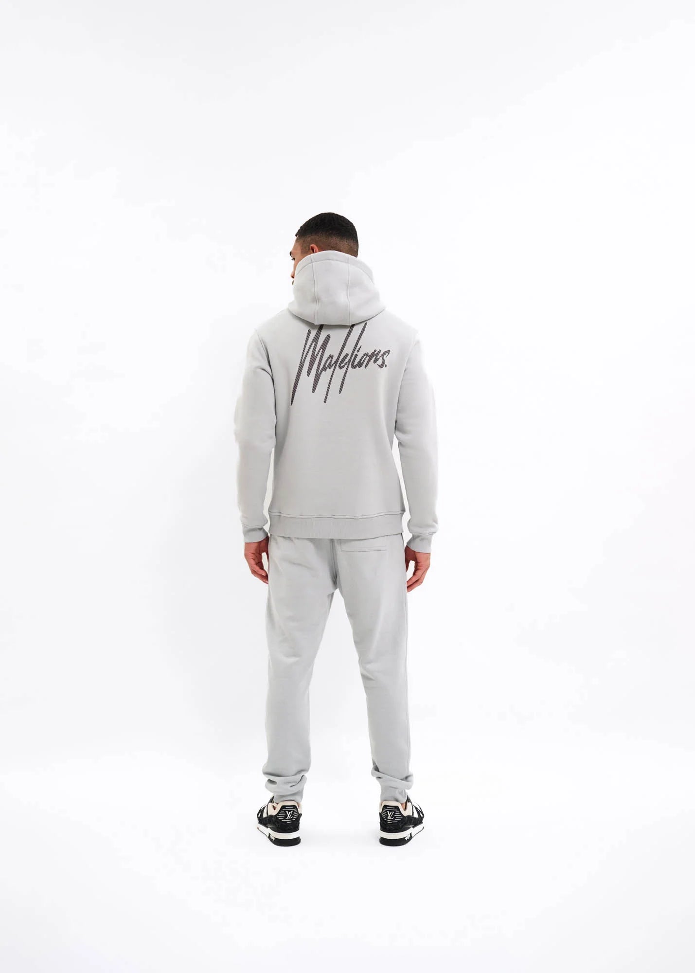Malelions men striped signature hoodie grey