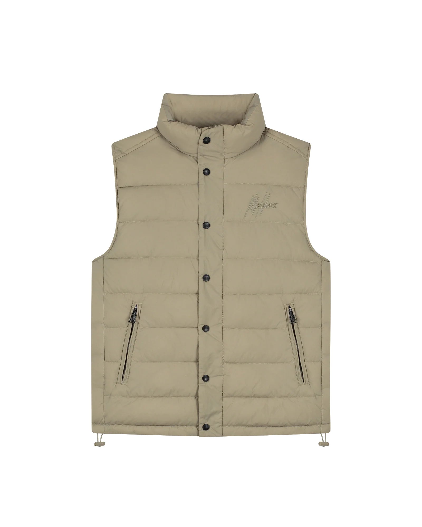 Malelions Men Placket Padded Vest | Sage Brown