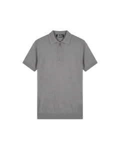 Malelions - Men Knitted Zip Polo - Pearl Grey
