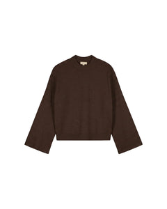 Malelions - women oversized knitted sweater - dark brown - Ruimvallende gebreide damestrui