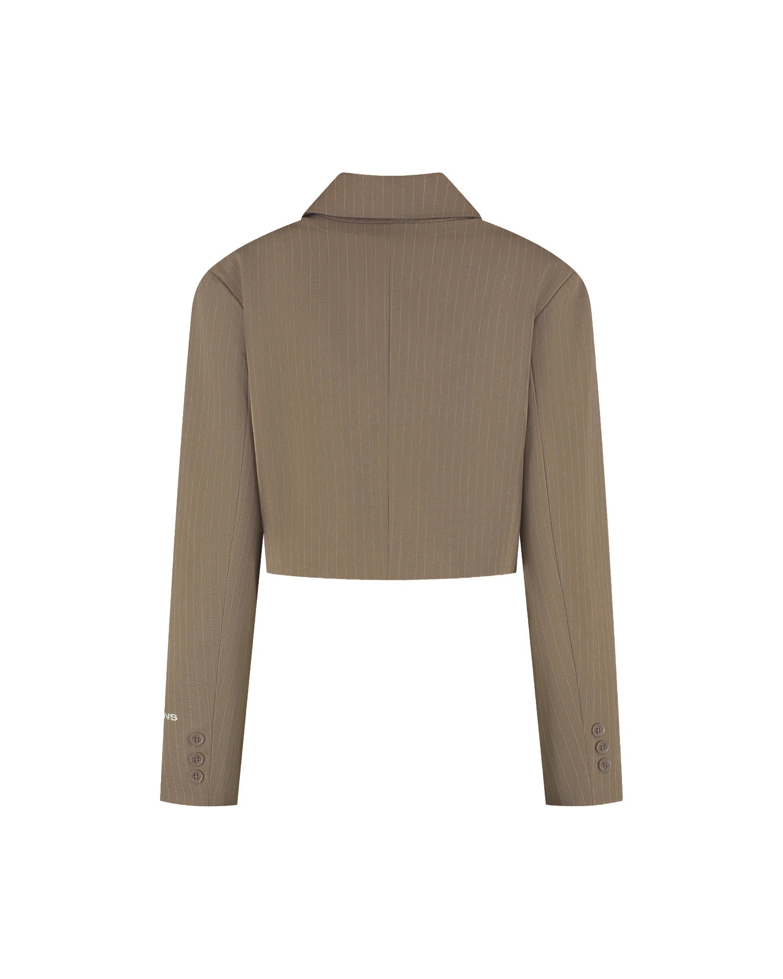 Malelions Women Cropped Pinstripe Blazer | Sand