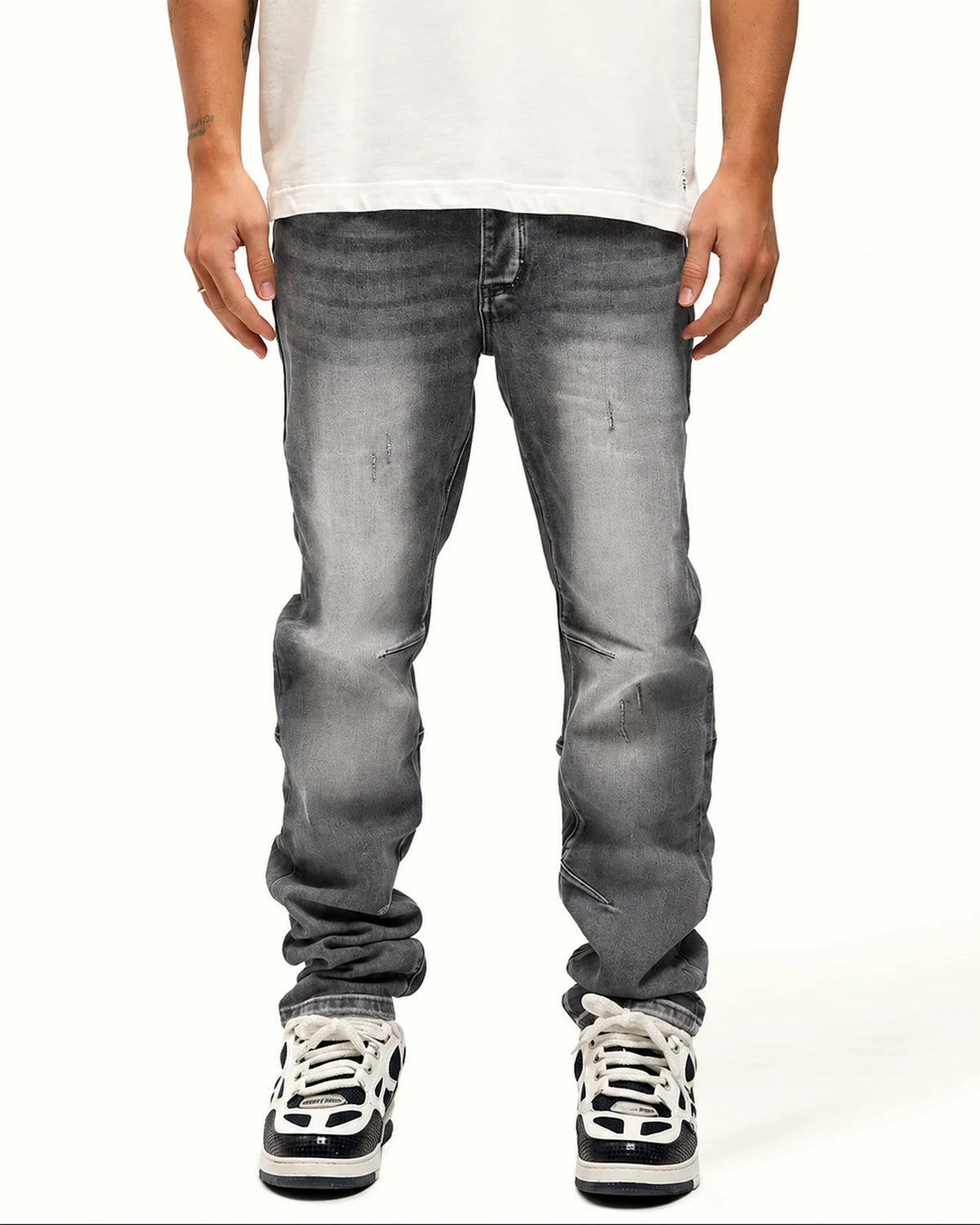 BULLET WASHED GREY BAGGY JEANS