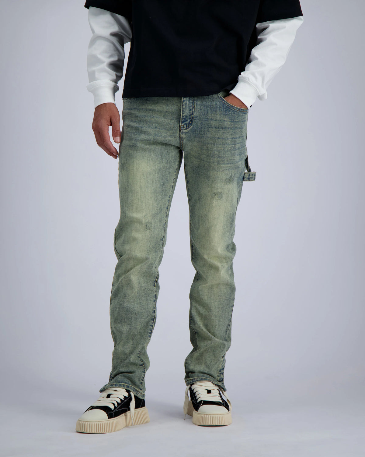 Black bananas - BUTTONED WORKER DENIM - BLUE