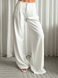Eight paris - Perfect Pantalon - Wide Leg - White - 19582 - Nette broek met wijde pijpen