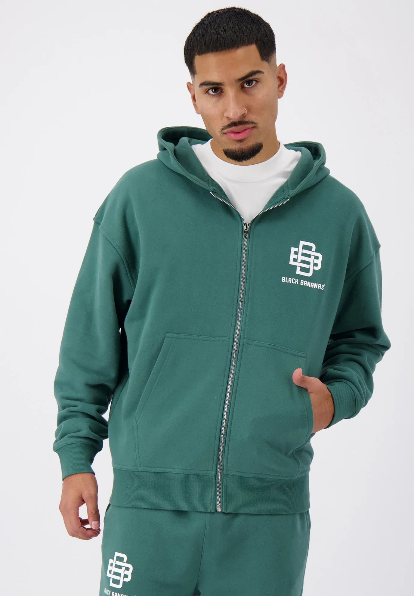 SCHWARZER BANANEN-HOODY MIT REISSVERSCHLUSS