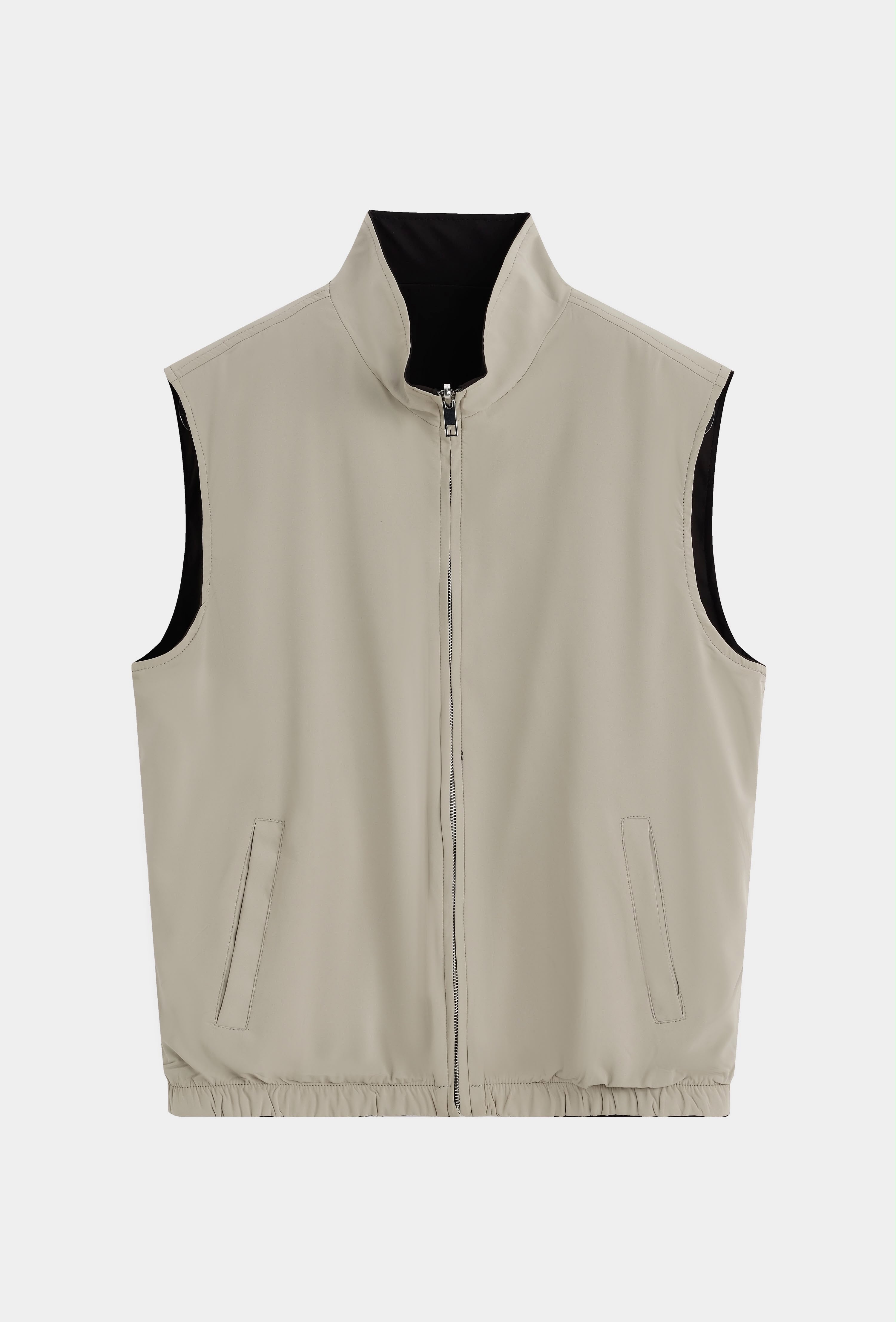 Glans Bodywarmer - Zwart/Beige