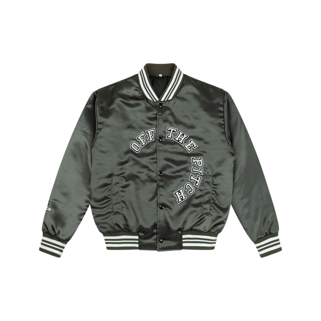 OFF THE PITCH SATIN VARSITY JACKET POLYESTER – 854 tarmac brown