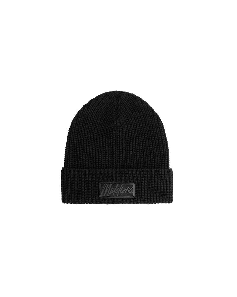 Men ribbed logo beanie