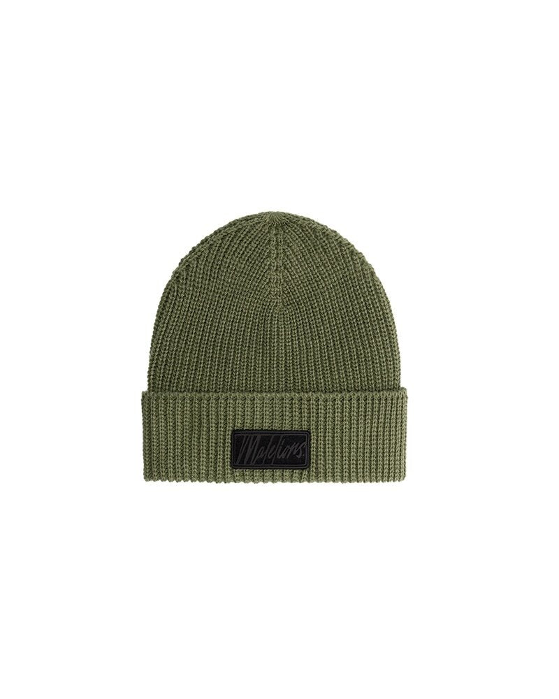 Men ribbed logo beanie
