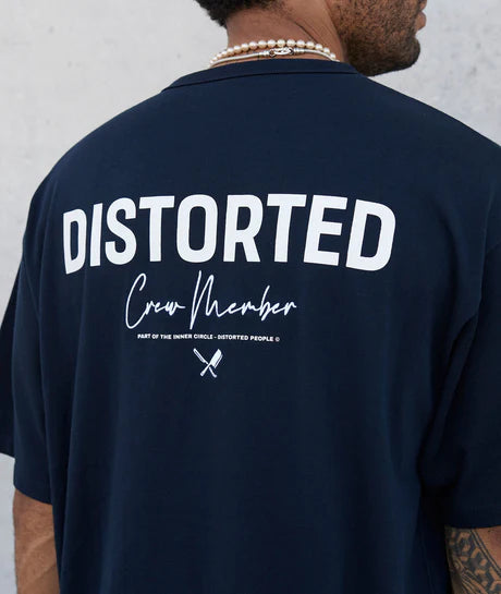 Verzerrtes Menschen-Crew-Mitglied schweres übergroßes T-Shirt