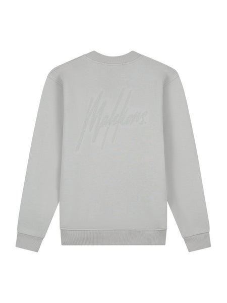 Malelions Striped Signature Sweater - Pearl Grey