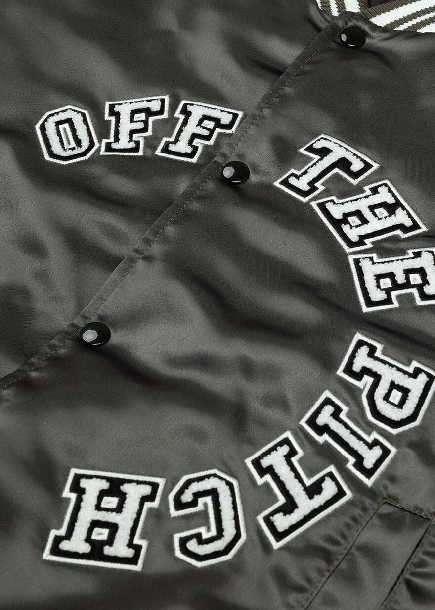 OFF THE PITCH SATIN VARSITY JACKET POLYESTER – 854 tarmac brown
