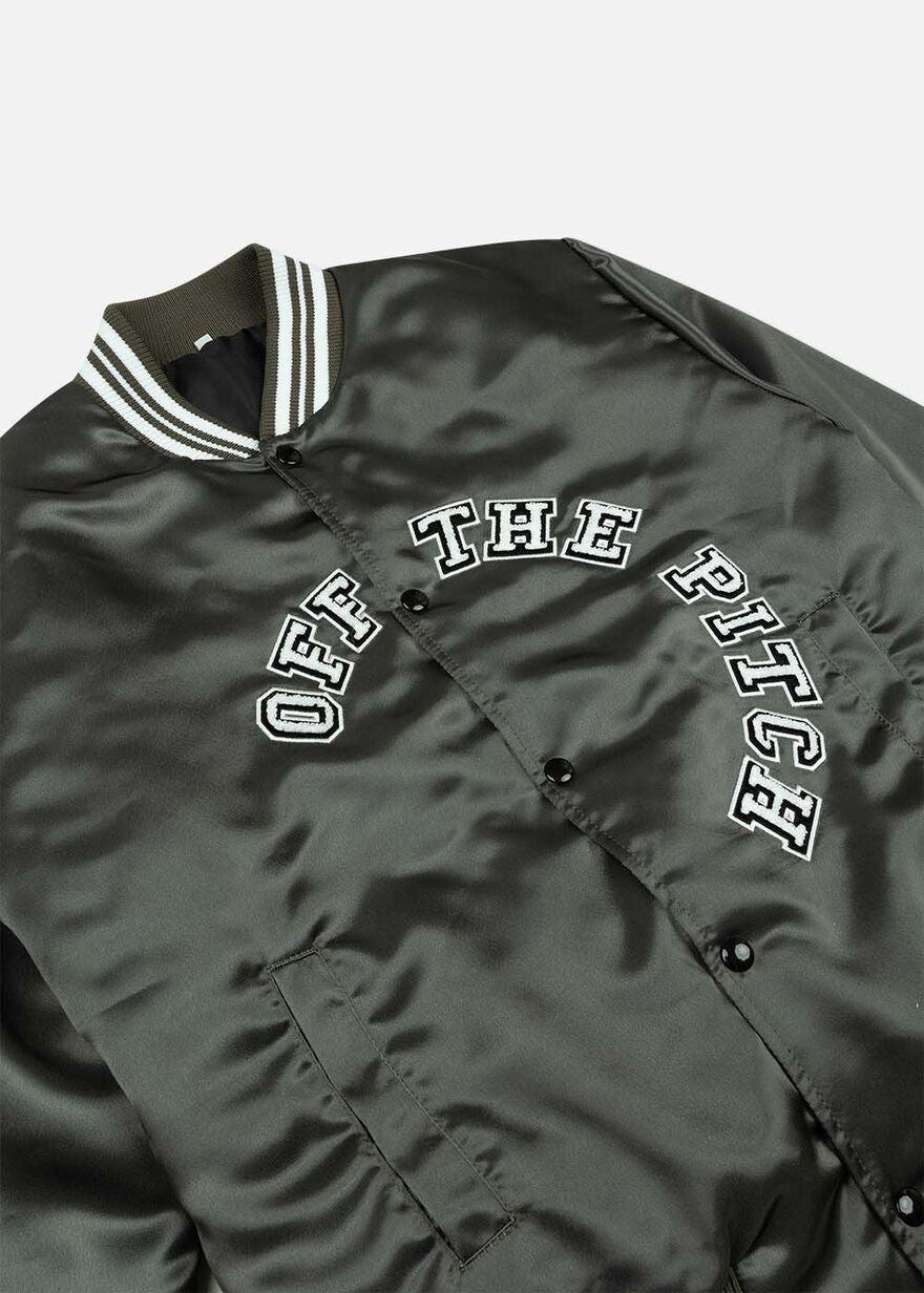 OFF THE PITCH SATIN VARSITY JACKET POLYESTER – 854 tarmac brown