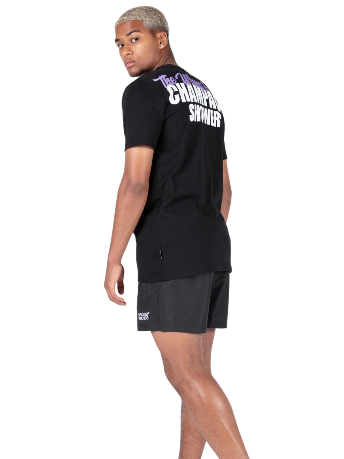 WRONG FRIENDS CHAMPAGNE SHOWERS T-SHIRT - black