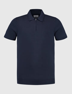PURE PATH HALFZIP KNITWEAR POLO NAVY - Gebreide herenpolo met rits
