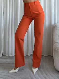 Eight paris - Perfect Pantalon - Wide Leg - Oranje - Nette broek met wijde pijpen