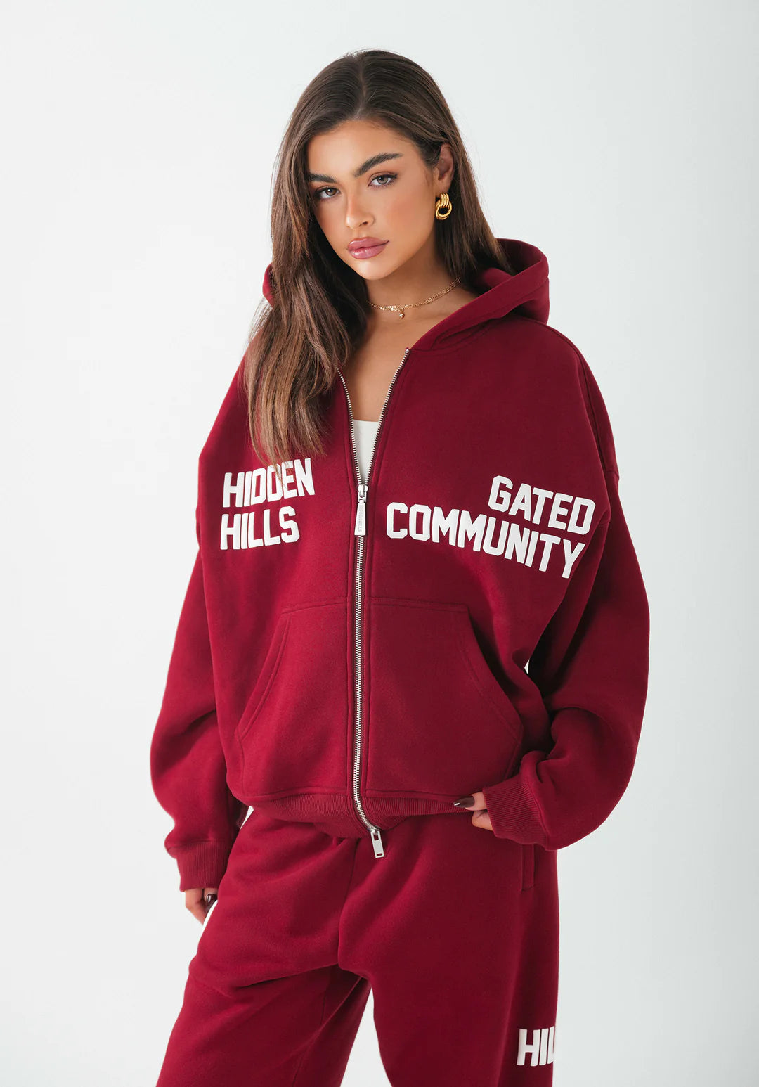 GATED COMMUNITY ZIP HOODIE BURGUNDY - 29 nov