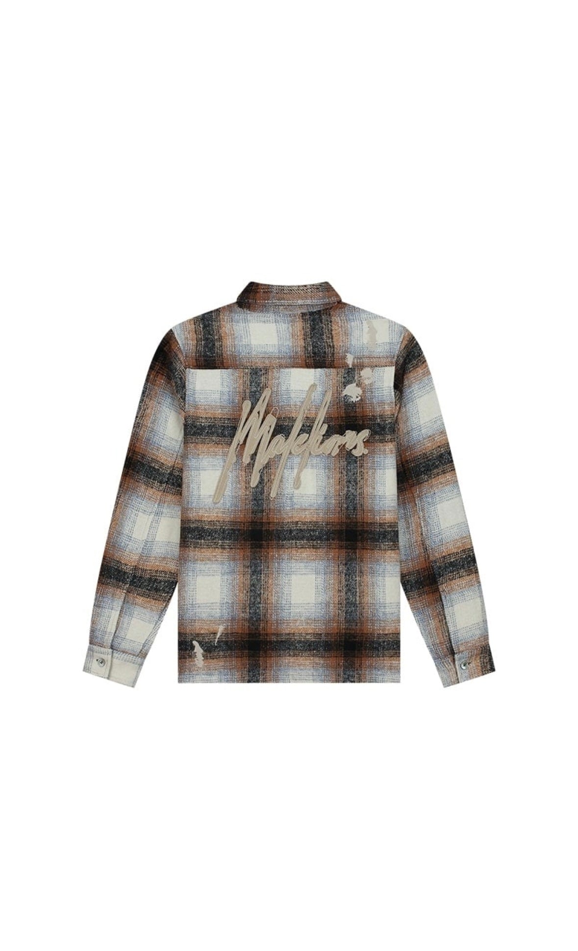 MALELIONS MEN FLANNEL OVERSHIRT - BLUE/BEIGE