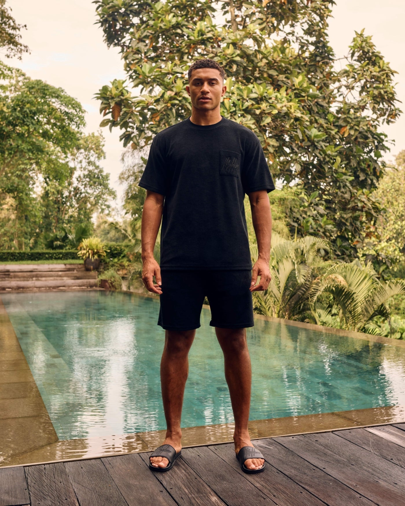 Malelions Men Signature Towelling T-Shirt | Black