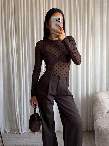 Eight paris - DOT TOP - BRUIN - Gestipte damestop