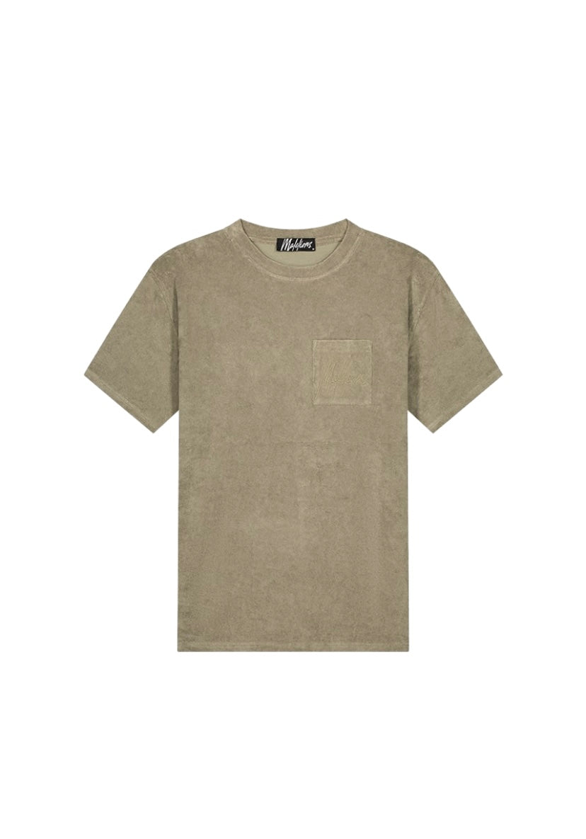 MALELIONS MEN SIGNATURE TOWELLING T-SHIRT - DRY SAGE