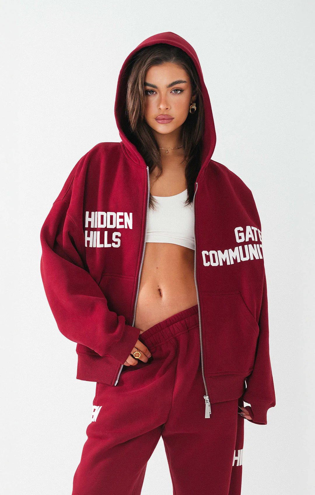 GATED COMMUNITY ZIP HOODIE BURGUNDY - 29 nov