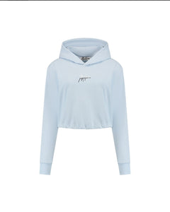 MALELIONS WOMEN KIKI CROP HOODIE - ICE BLUE/SMOKE GREY - Korte capuchontrui