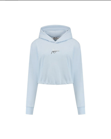 MALELIONS WOMEN KIKI CROP HOODIE - ICE BLUE/SMOKE GREY - Korte capuchontrui