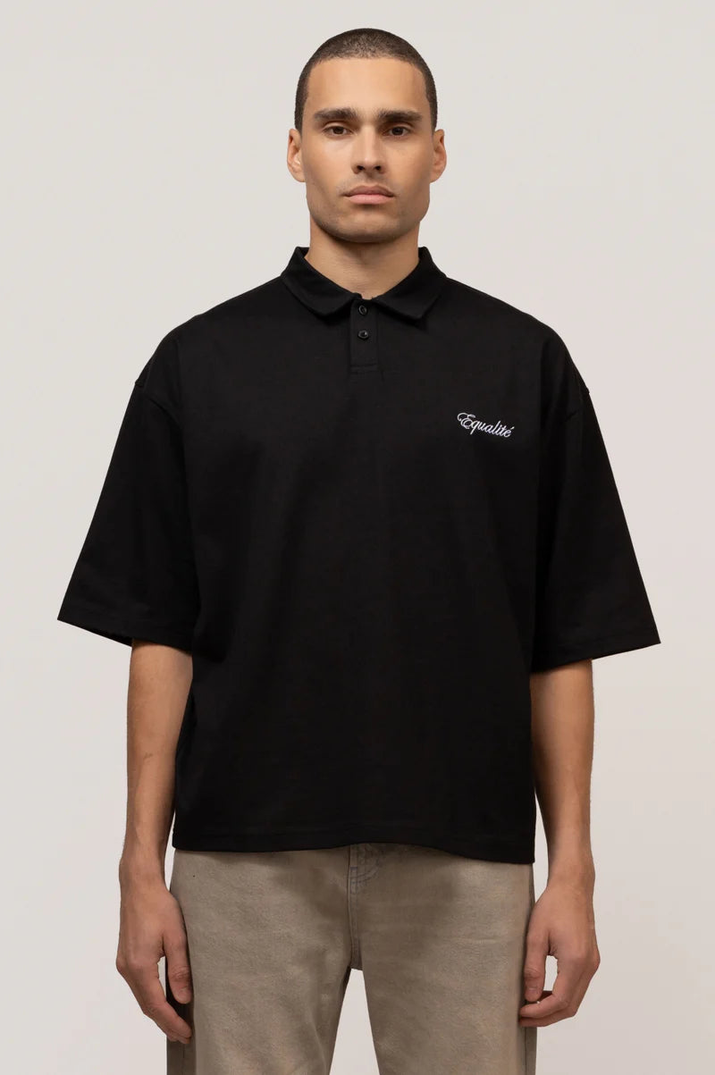 Equalité - OASIS OVERSIZED POLO BLACK - Ruimvallend poloshirt heren