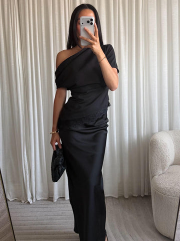 Eight paris - KANT OFF-SHOULDER LACE TOP - ZWART