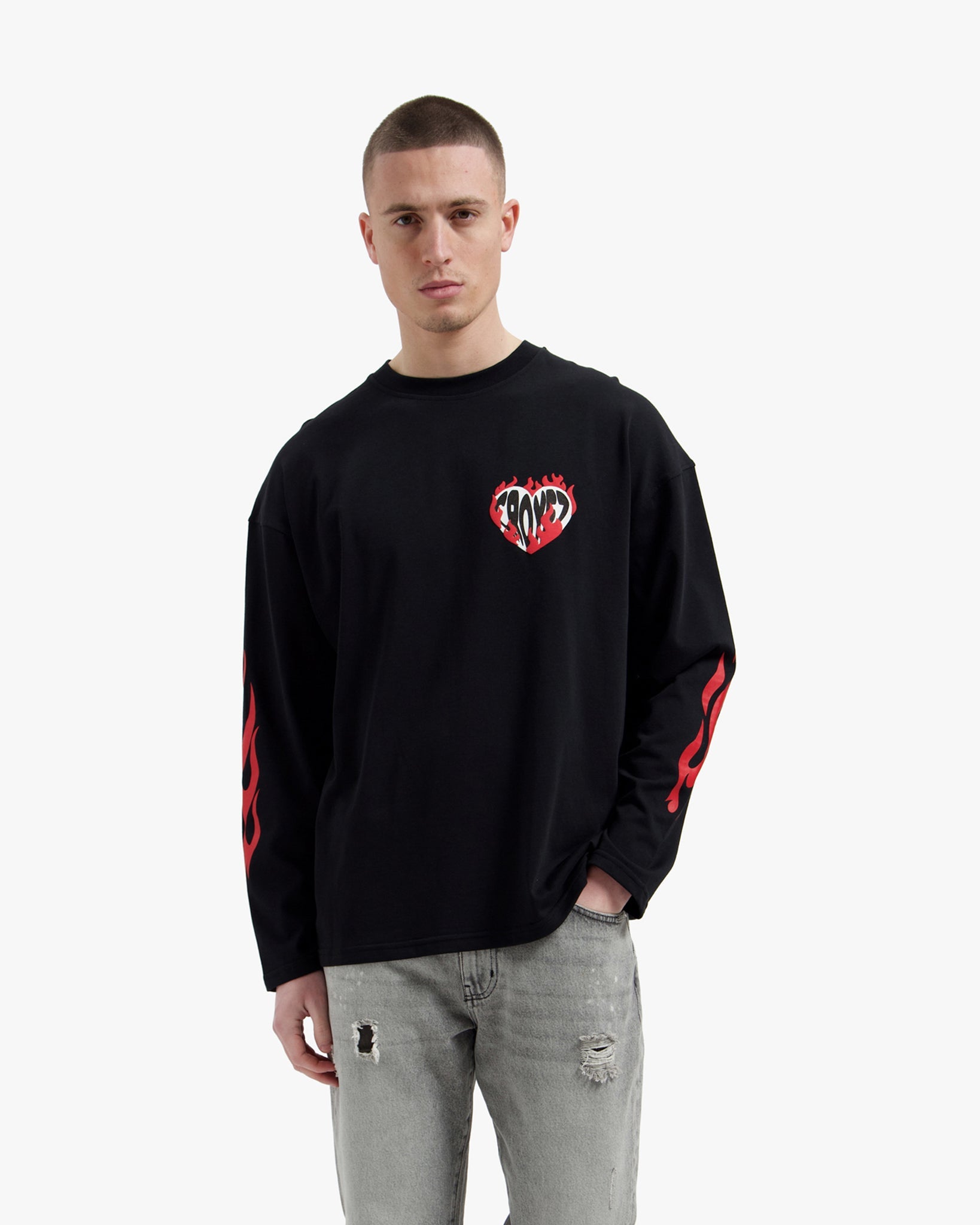 Croyez Heart On Fire Longsleeve | Vintage Zwart
