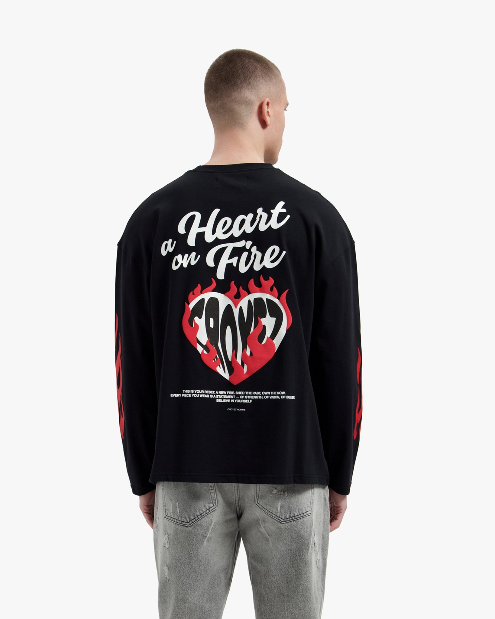 Croyez Heart On Fire Longsleeve | Vintage Zwart