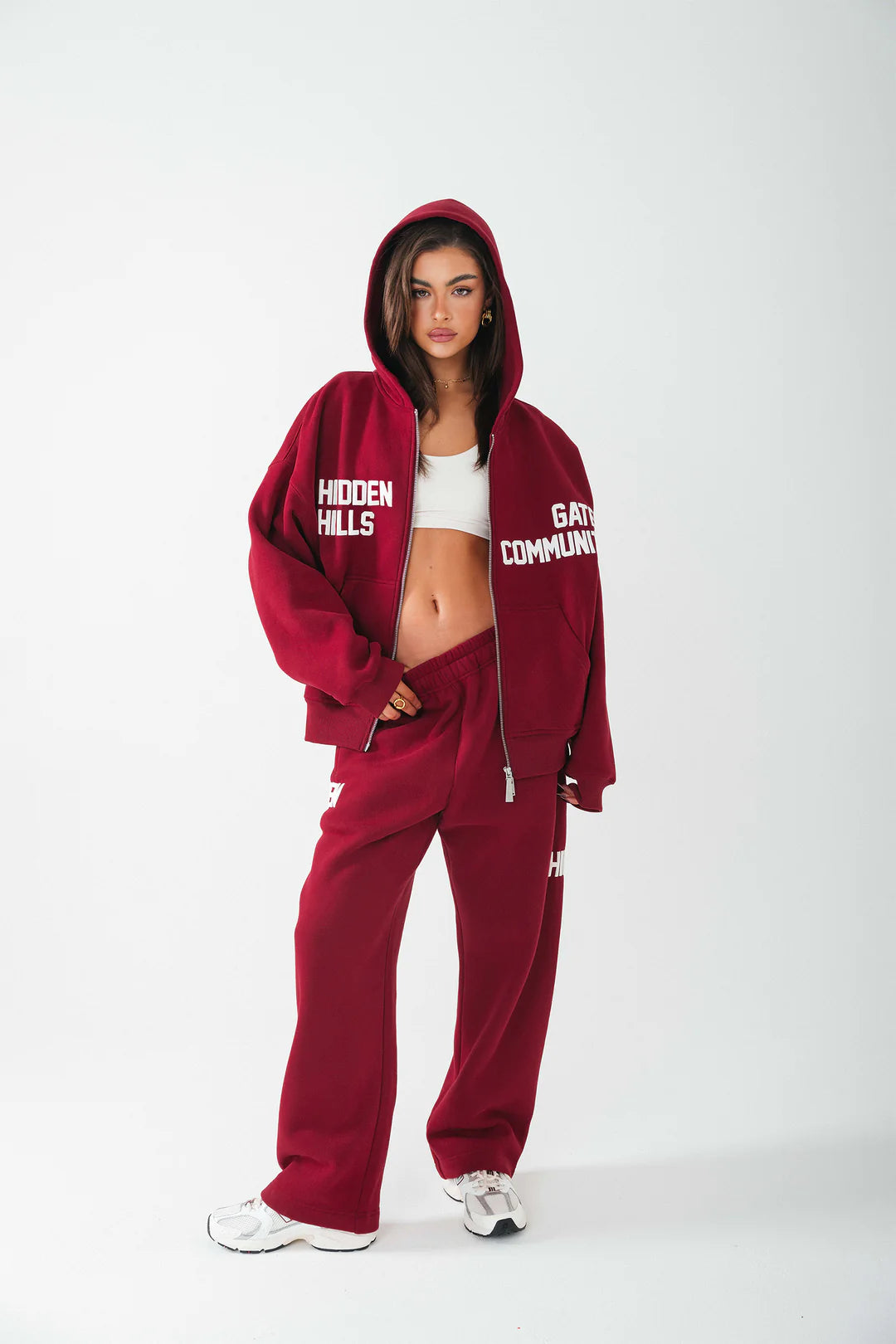 GESLOTEN GEMEENSCHAP SWEATPANTS MET RECHTE PIJP BORDEAUX - 29 nov.
