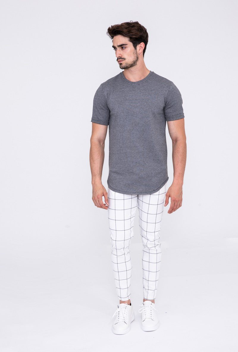 Chino broek - geblokt wit